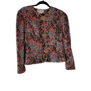 Maggy‎ London Vintage 90s Women's Size 12 100% Silk Multicolored Button Up